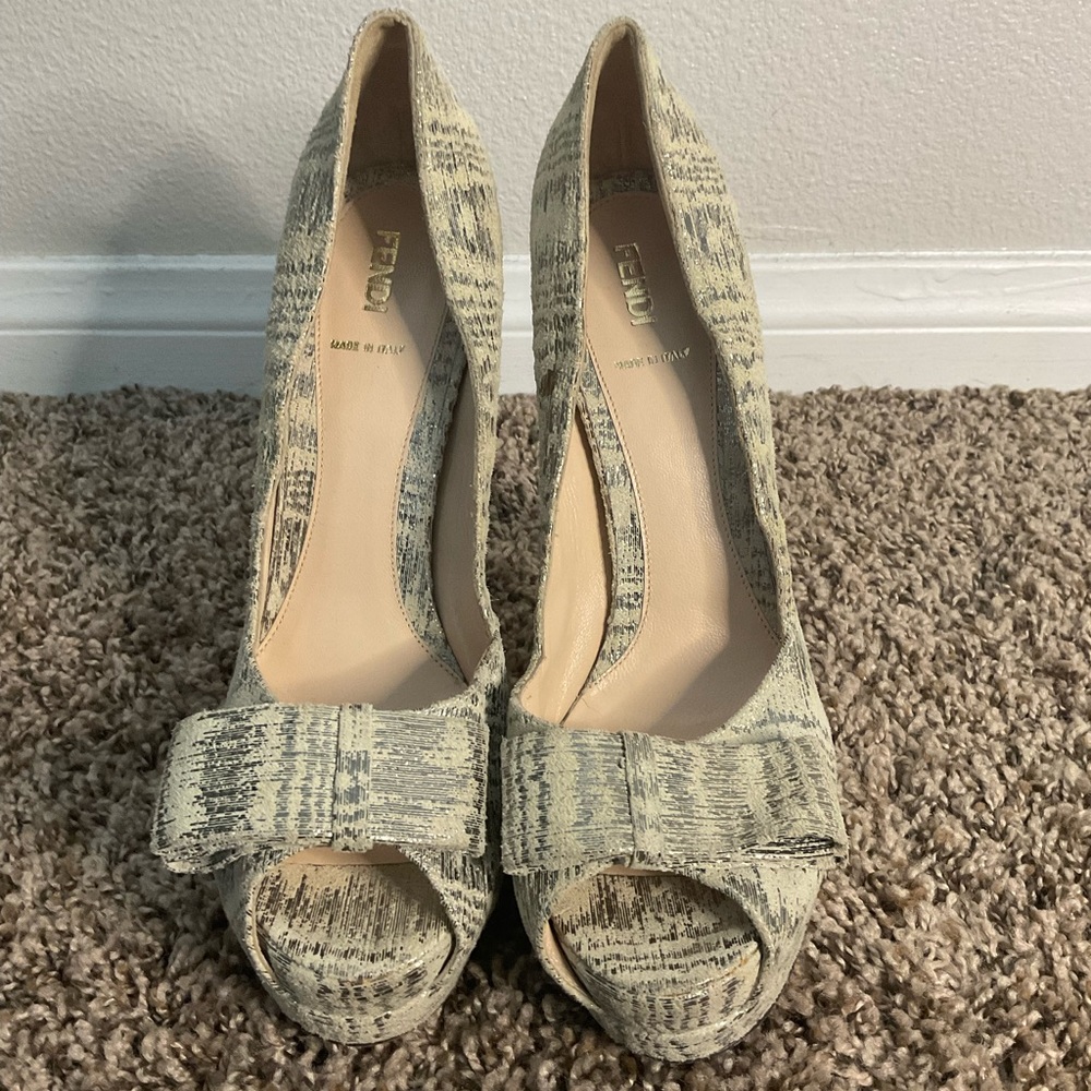Fendi Neutrals Platform Heels